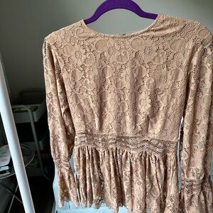 Vici Dusty Rose Colored Ruffled Peplum Blouse